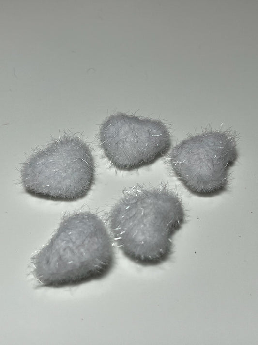 White Heart Pom Poms